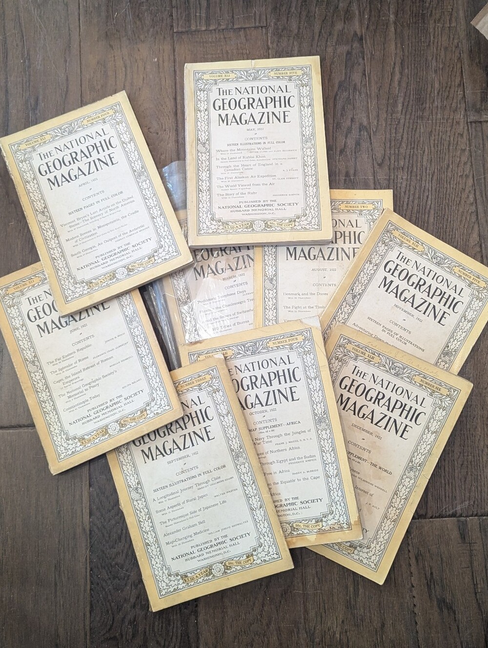 1922 National Geographic 9 Magazines